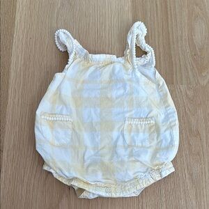 Monica and Andy yellow gingham cotton romper 9-12 months